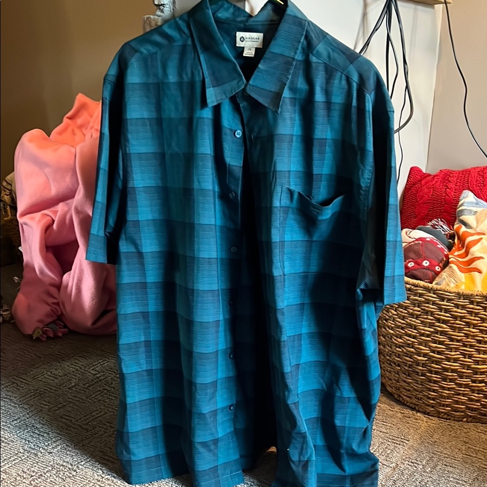 Teal Plaid Button-Up Shirt